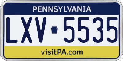 PA license plate LXV5535