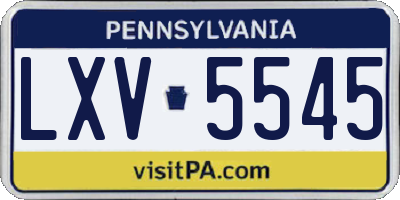 PA license plate LXV5545