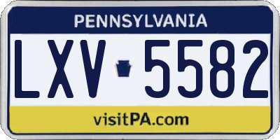 PA license plate LXV5582