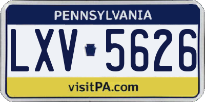 PA license plate LXV5626