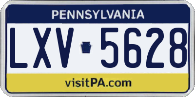 PA license plate LXV5628