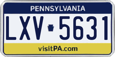 PA license plate LXV5631