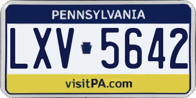 PA license plate LXV5642