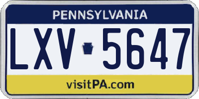 PA license plate LXV5647
