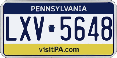 PA license plate LXV5648