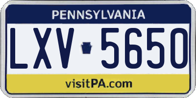 PA license plate LXV5650