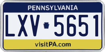 PA license plate LXV5651