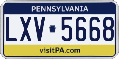 PA license plate LXV5668