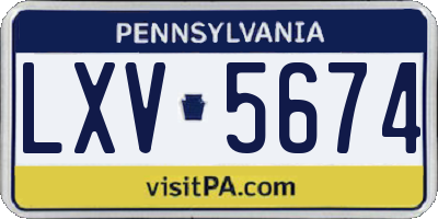 PA license plate LXV5674