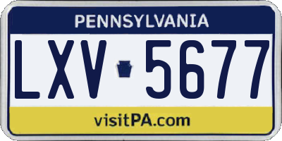 PA license plate LXV5677