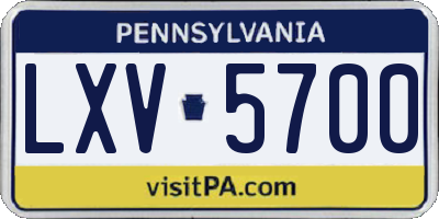 PA license plate LXV5700