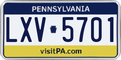 PA license plate LXV5701