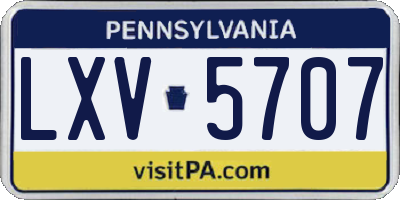 PA license plate LXV5707