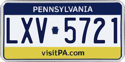 PA license plate LXV5721