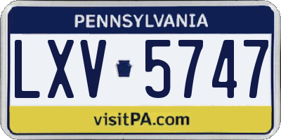 PA license plate LXV5747