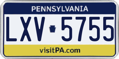 PA license plate LXV5755