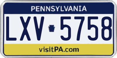 PA license plate LXV5758