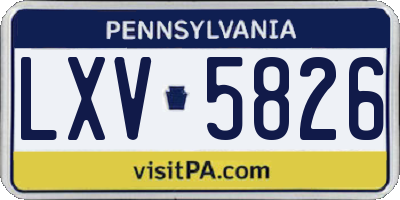 PA license plate LXV5826