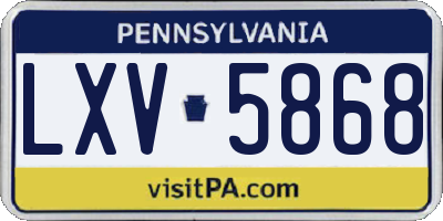 PA license plate LXV5868