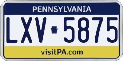 PA license plate LXV5875
