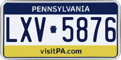 PA license plate LXV5876