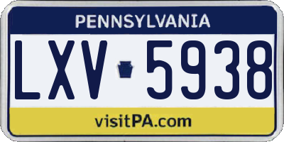 PA license plate LXV5938