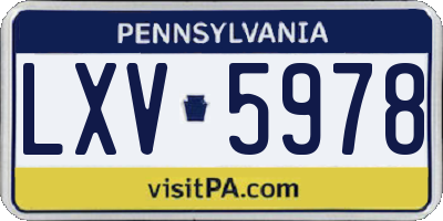 PA license plate LXV5978