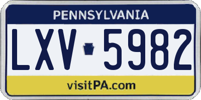 PA license plate LXV5982