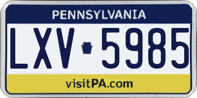 PA license plate LXV5985