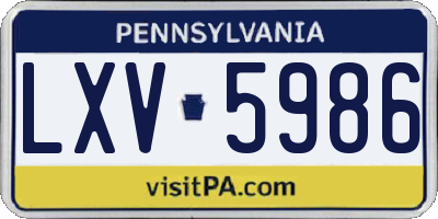 PA license plate LXV5986