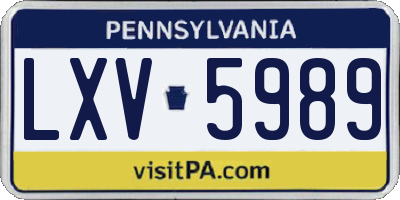 PA license plate LXV5989