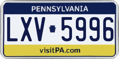 PA license plate LXV5996