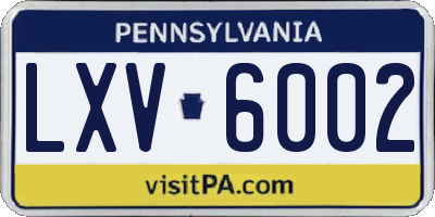 PA license plate LXV6002