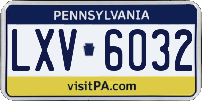 PA license plate LXV6032