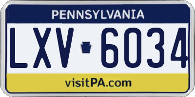 PA license plate LXV6034