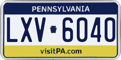 PA license plate LXV6040