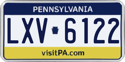PA license plate LXV6122
