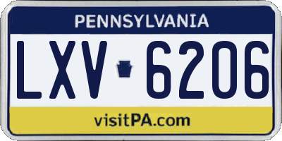 PA license plate LXV6206