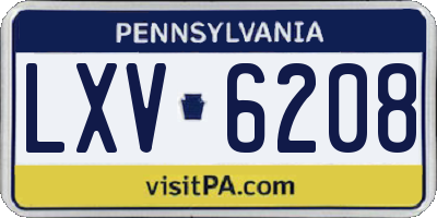 PA license plate LXV6208