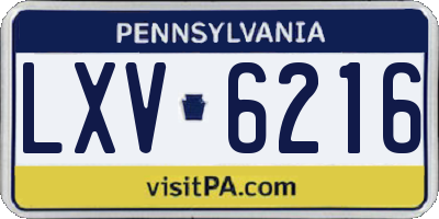 PA license plate LXV6216