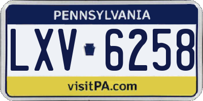 PA license plate LXV6258
