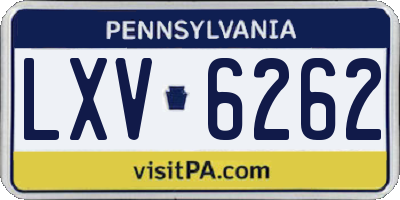 PA license plate LXV6262