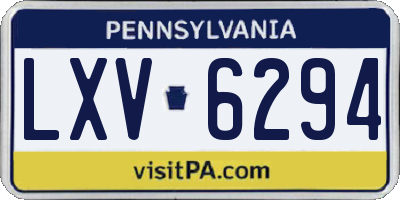 PA license plate LXV6294