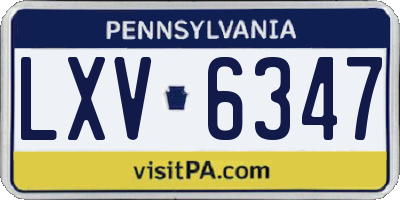 PA license plate LXV6347