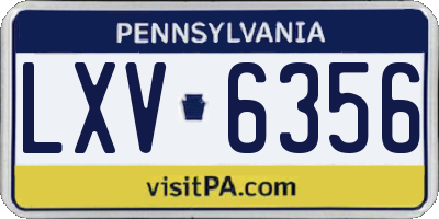 PA license plate LXV6356