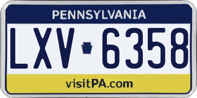 PA license plate LXV6358