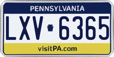 PA license plate LXV6365