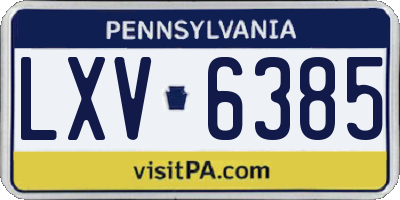 PA license plate LXV6385