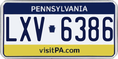 PA license plate LXV6386