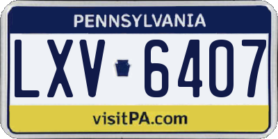 PA license plate LXV6407